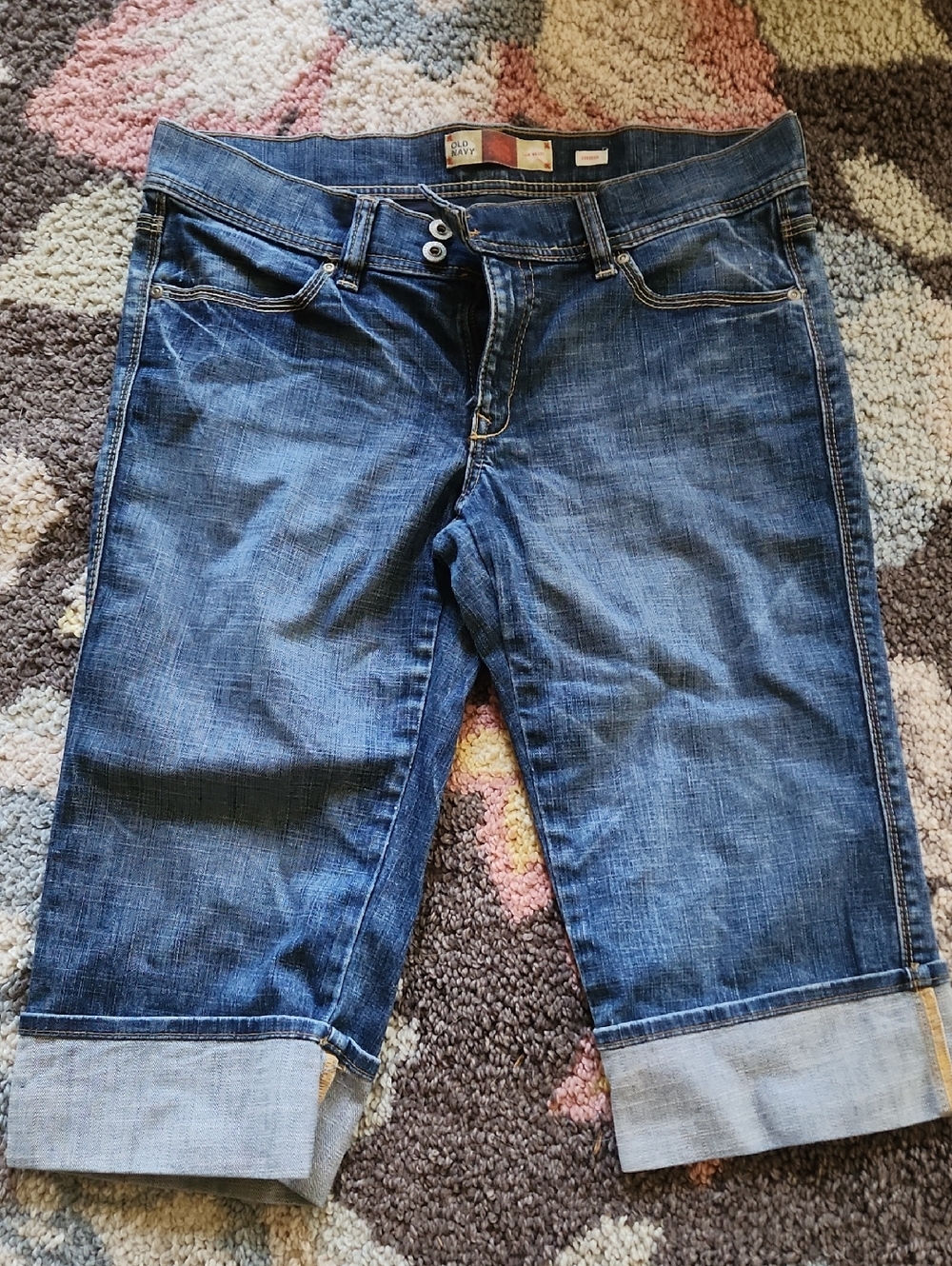 Old Navy Women's Blue Denim Cuffed Capris